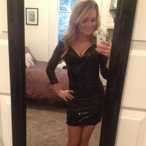 Black long sleeve sequin dress